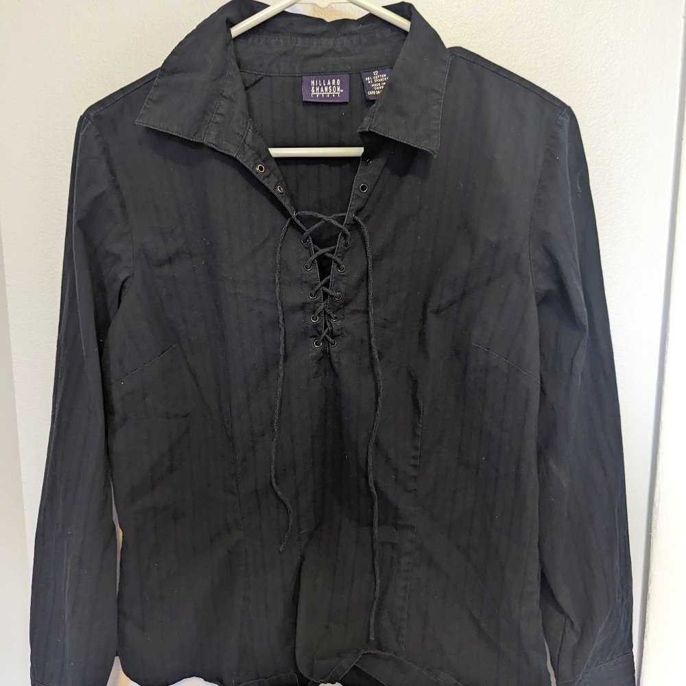 Black Pirate or Renaissance Style shirt with lace up front